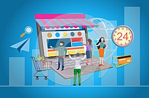 online store internet sales. Web and online sales concept