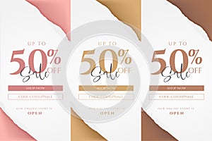 online store offer banner collection design illustration