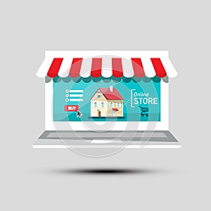 Online Store Symbol. Virtual Shop Vector Icon.