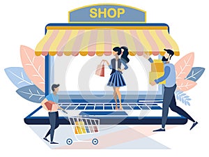 Online store technology vector illustration