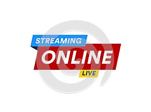 Online Streaming logo, live video stream icon, digital online internet TV banner design, broadcast button, play media
