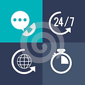 online support or call center related icons image