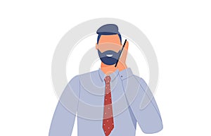 Online support consultant answering questions from consumers via mobile communication.Hipster young man holding smartphone.