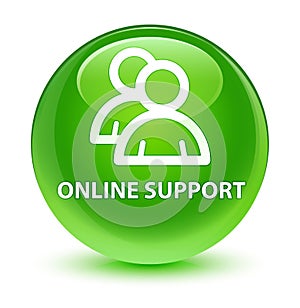 Online support (group icon) glassy green round button