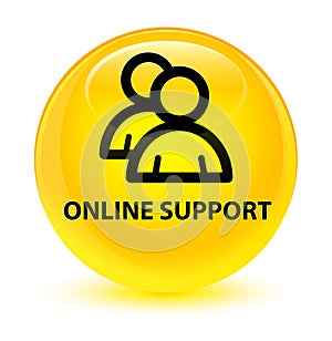 Online support (group icon) glassy yellow round button