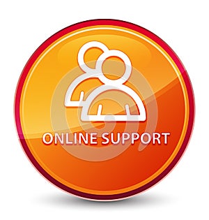 Online support (group icon) special glassy orange round button