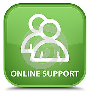 Online support (group icon) special soft green square button