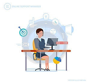 Online support manager. Call center, consultation, communications, client service.