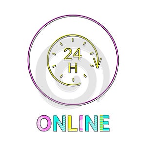 Online Support Service Bright Round Linear Icon