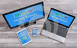 Online survey concept on different devices