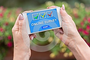 Online survey concept on a smartphone