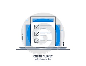 Online survey. Feedback from customers or opinion form.