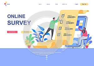 Online survey flat landing page template