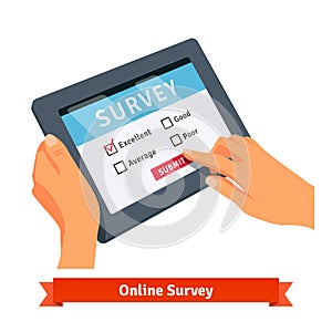 Online survey on a tablet