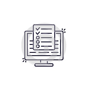 Online survey, test vector line icon