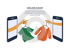 Online swap shop, exchange clothes or goods concept