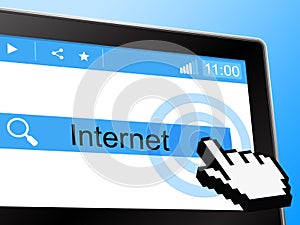 Online Tablet Indicates World Wide Web And Communication
