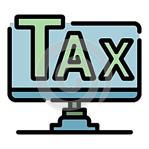 Online tax form icon color outline vector