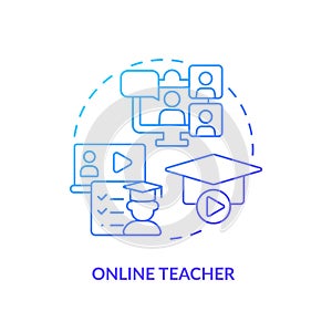 Online teacher blue gradient concept icon