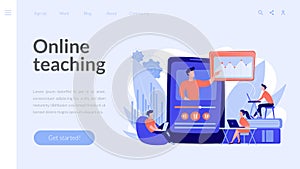 Online teaching concept landing page.