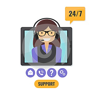 Online tech support 24 7 service concept.