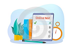 Online test concept. Quiz on the computer