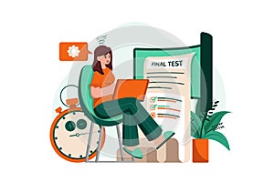 Online testing Illustration concept on white background