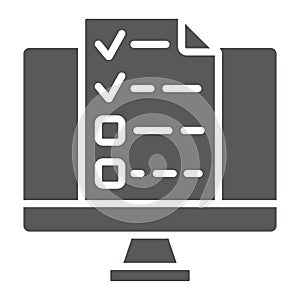 Online tests glyph icon, e learning and education