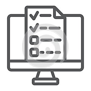 Online tests line icon, e learning and education