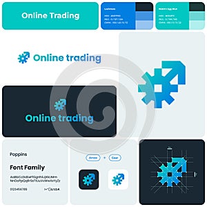 Online trading business template trading and shield logo