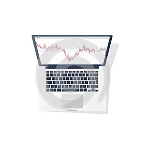 Online trading. Forex. Flat style. Investing in internet. Vector illustration. Market news.