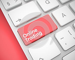 Online Trading - Inscription on Red Keyboard Keypad. 3D.