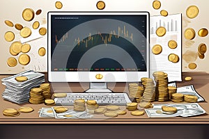 online trading with laptop