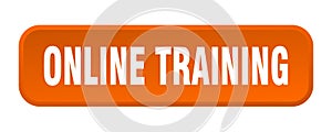 online training button. online training square 3d push button.