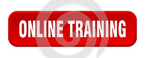 online training button. online training square 3d push button.