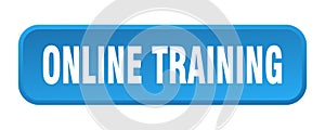 online training button. online training square 3d push button.