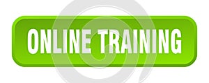 online training button. online training square 3d push button.