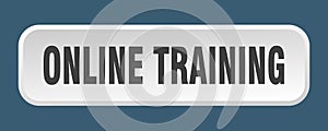 online training button. online training square 3d push button.