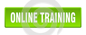 online training button. online training square isolated push button.