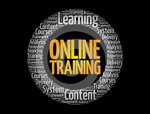 Online Training circle stamp word cloud