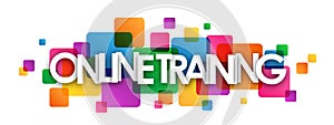 ONLINE TRAINING colorful overlapping squares banner