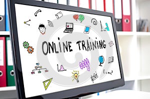 Online training concept on a computer screen