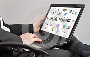 Online training concept on a laptop