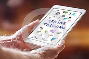 Online training concept on a tablet