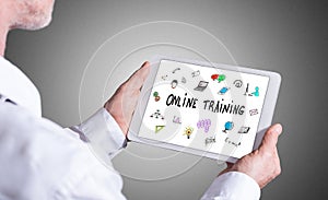 Online training concept on a tablet