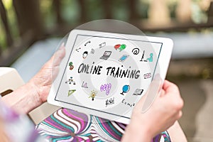 Online training concept on a tablet
