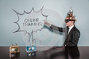 Online Training concept with vintage businessman