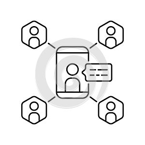 online training or group chat thin line icon