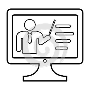 Online Training Icon In Outline Style