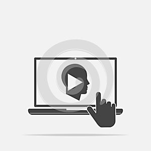 Online training icon. Remote web training. Symbol of online lear